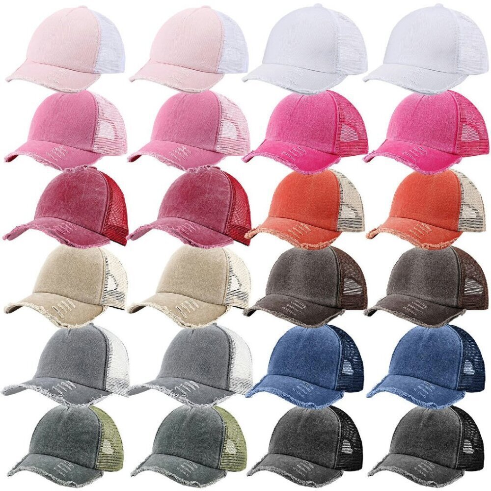 24 Pack Mesh Baseball Caps Bulk Adjustable Vintage Trucker Hats Unisex